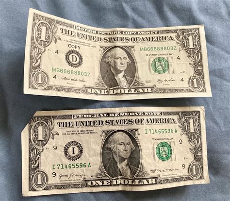 fake 1 dollar bill vs real